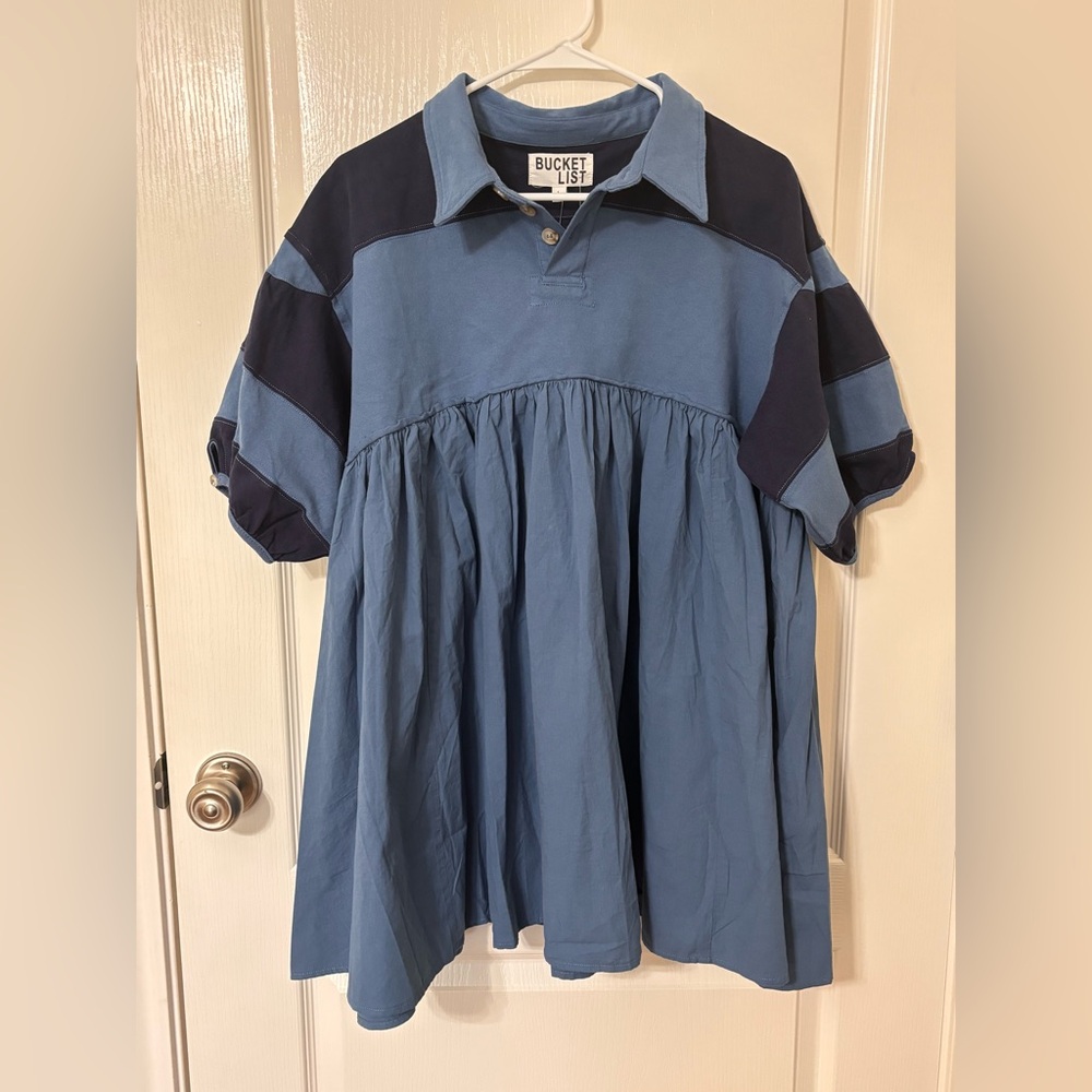 NWT BucketList Blue and Navy Polo Dress
